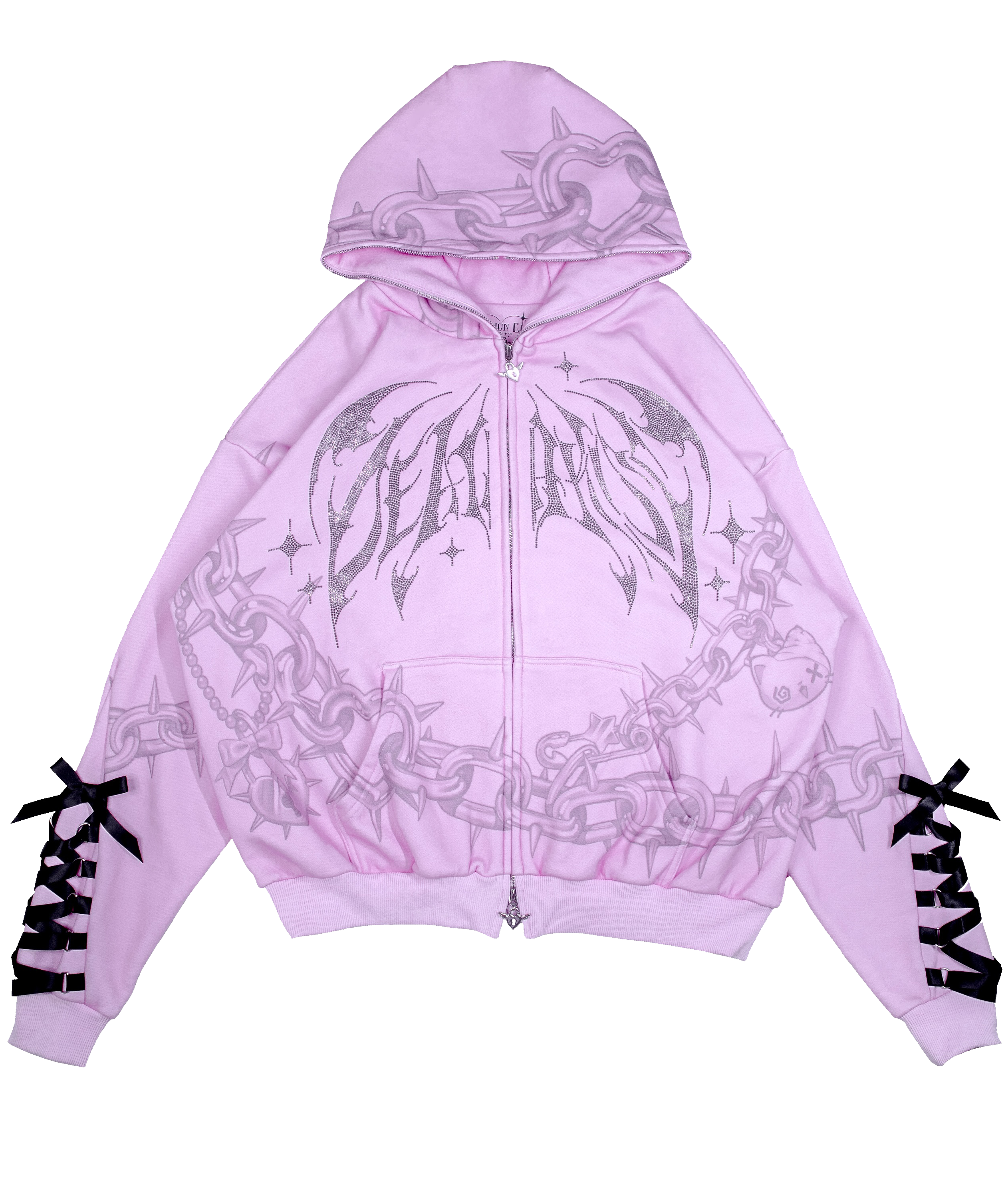 Death Kiss Chain Hoodie ♡ Baby pink