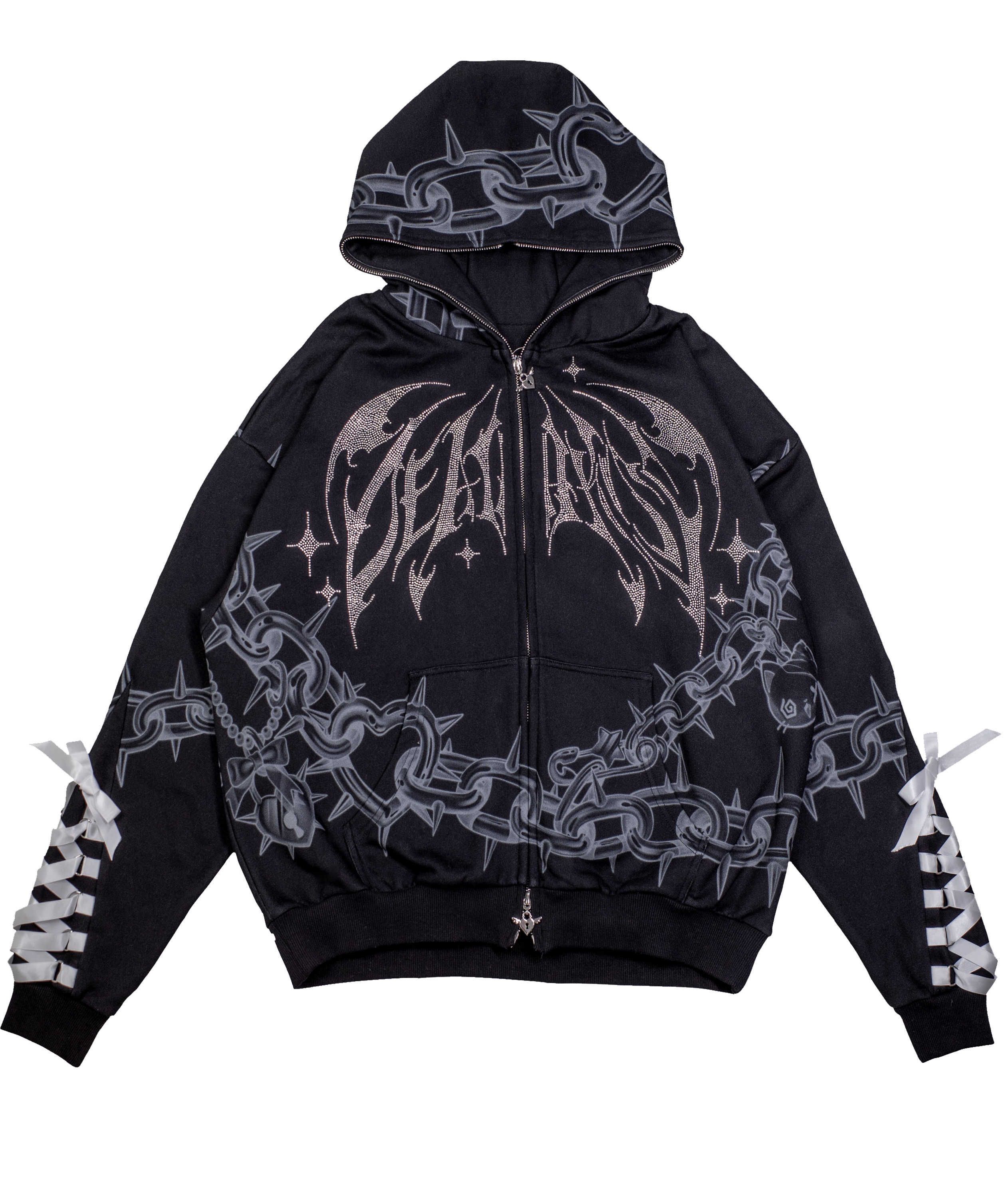 Death Kiss Chain Hoodie ♡ Black