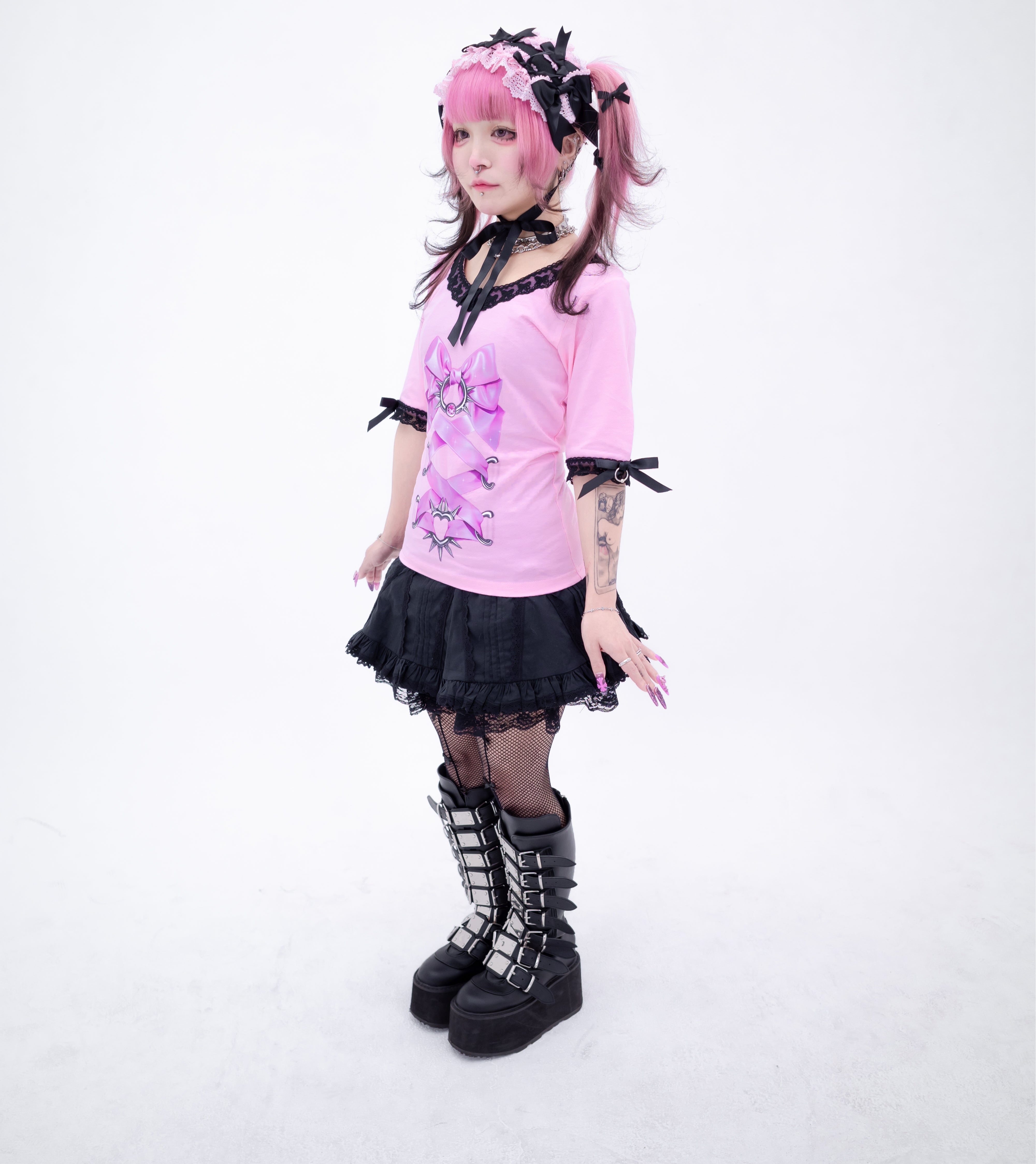 Piercing Ribbon Corset Top ♡ Pink