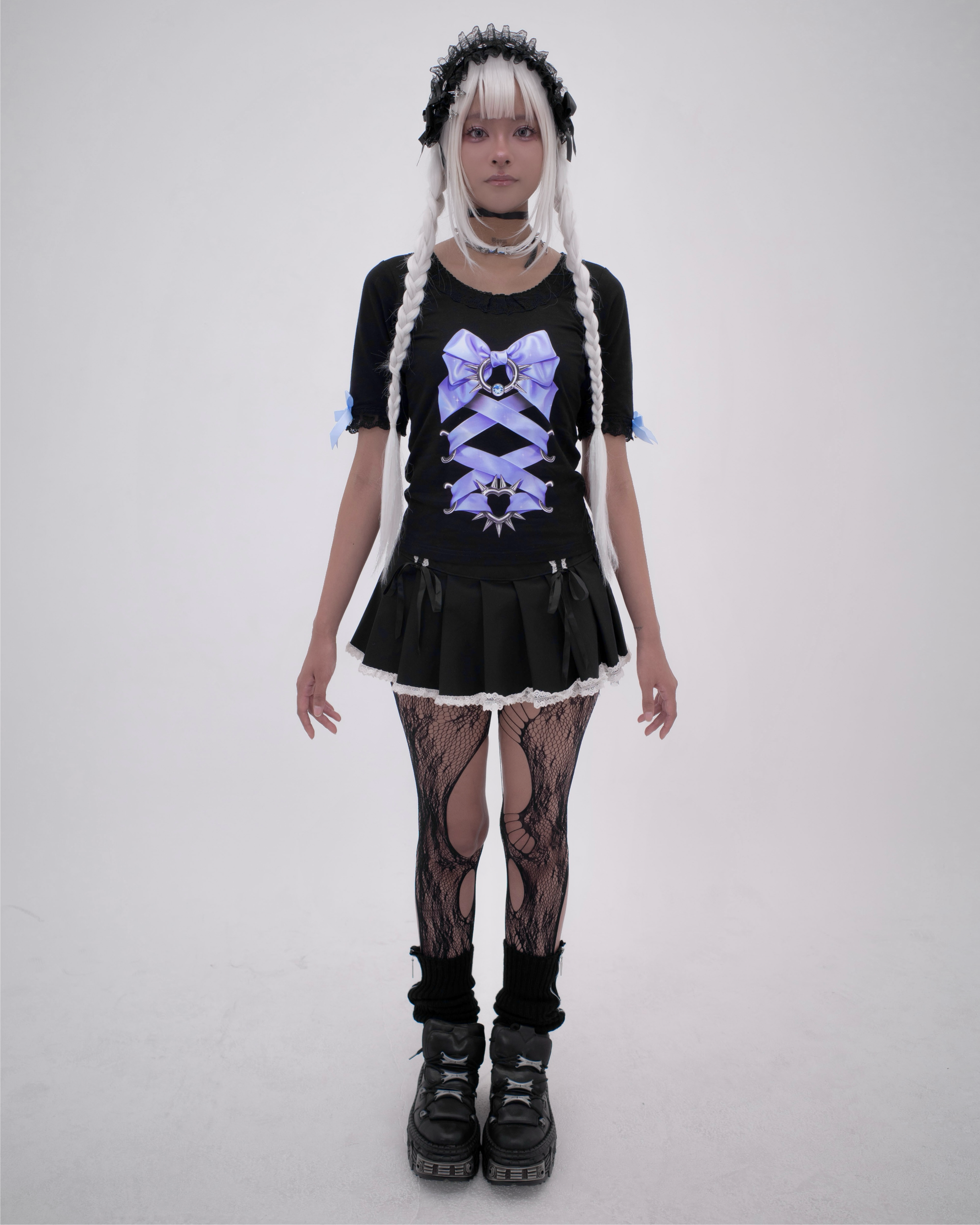 Piercing Ribbon Corset Top ♡ Black