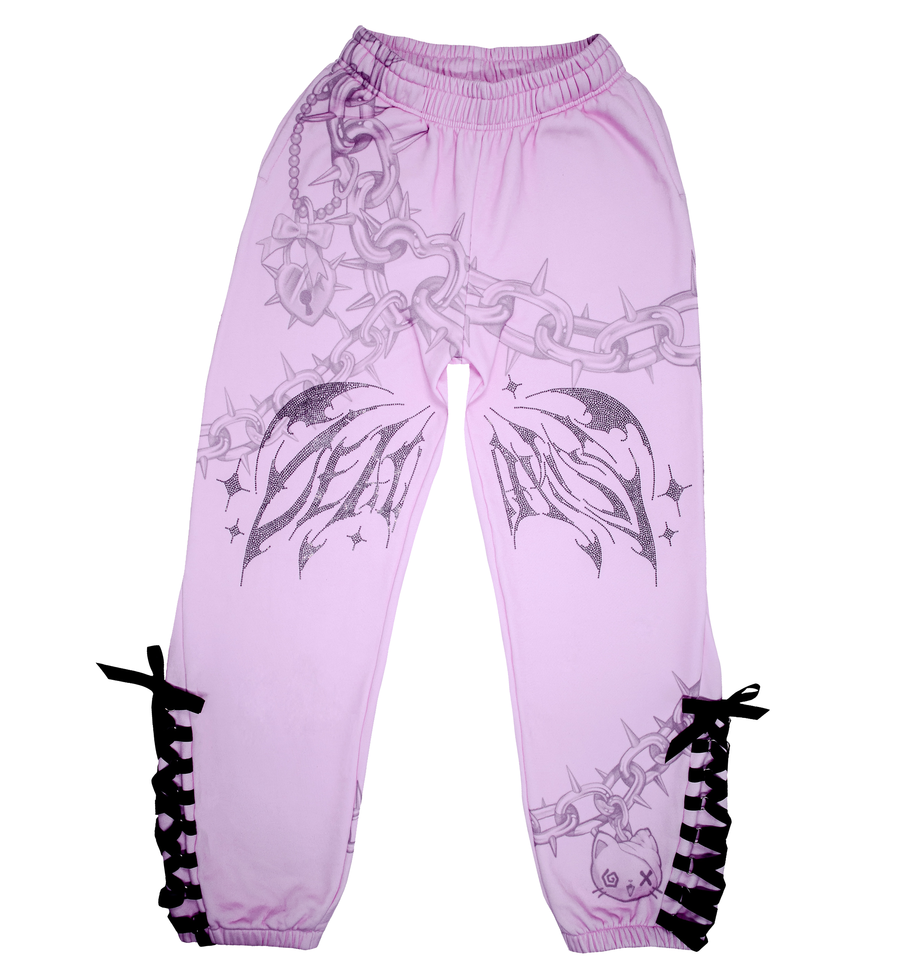 Death Kiss Chain Sweatpants ♡ Baby pink
