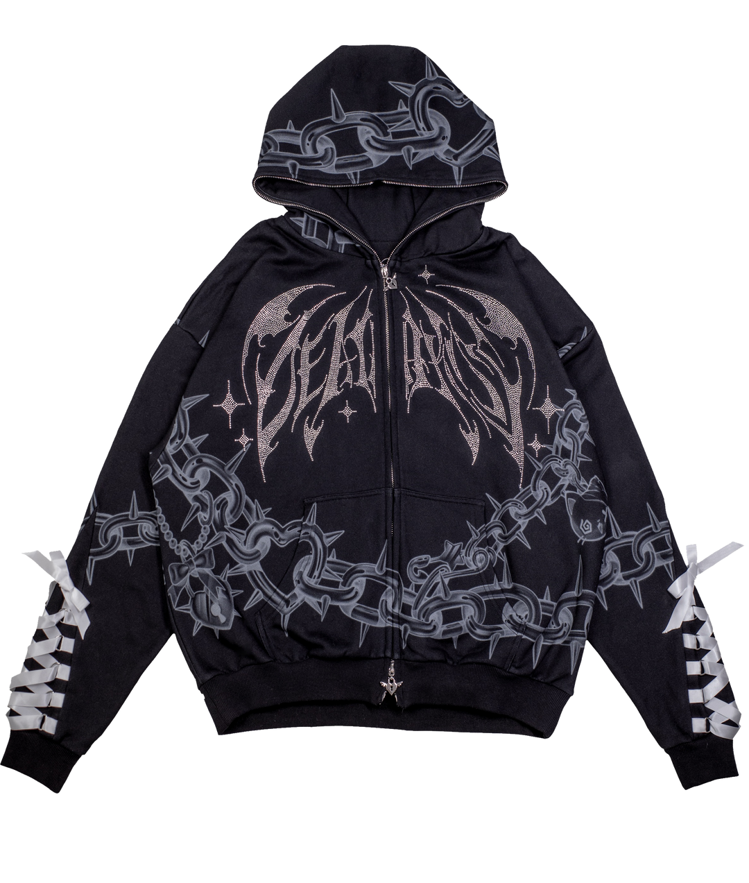 Death Kiss Chain Hoodie ♡ Black – Invasion Club